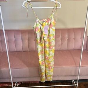 Miss Selfridge Floral Midi Dress - Pink and Yellow